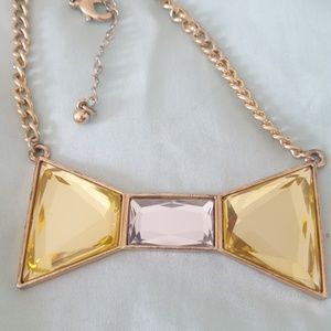 Large Rhinestone Bow Necklace